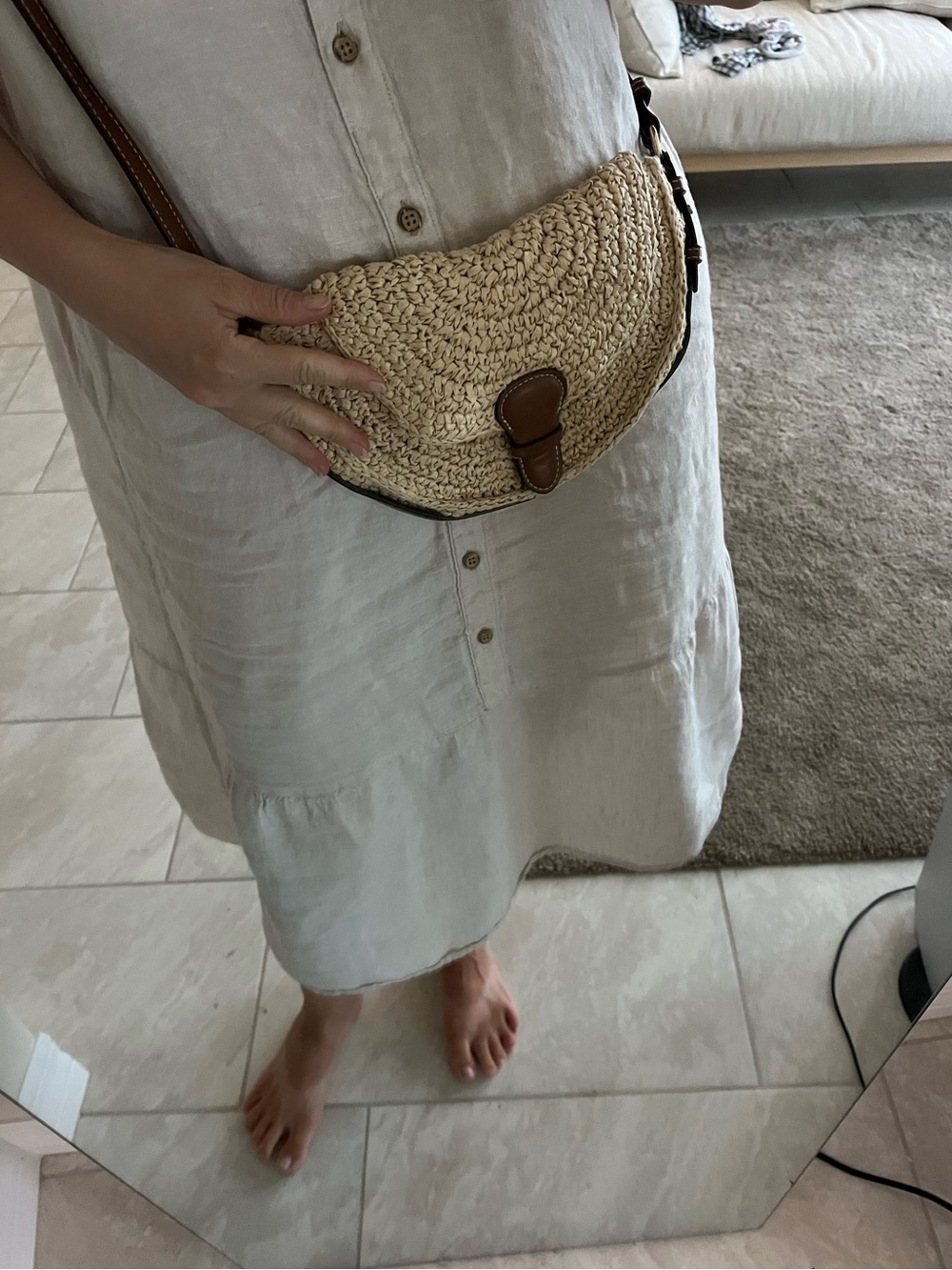 Zara Beige and Brown Crossbody Bag